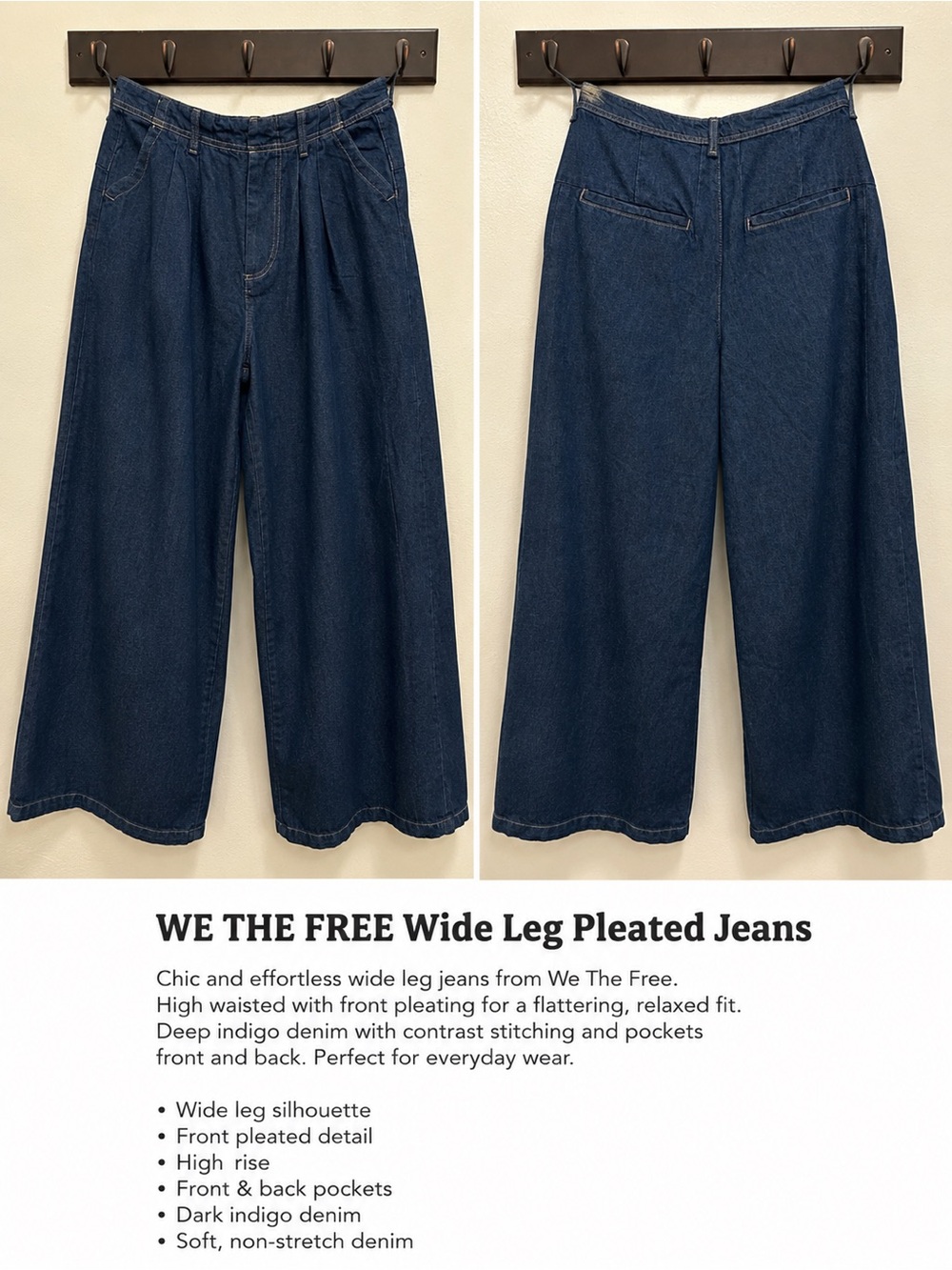Free People / We The Free Wide Leg Pleated Jeans